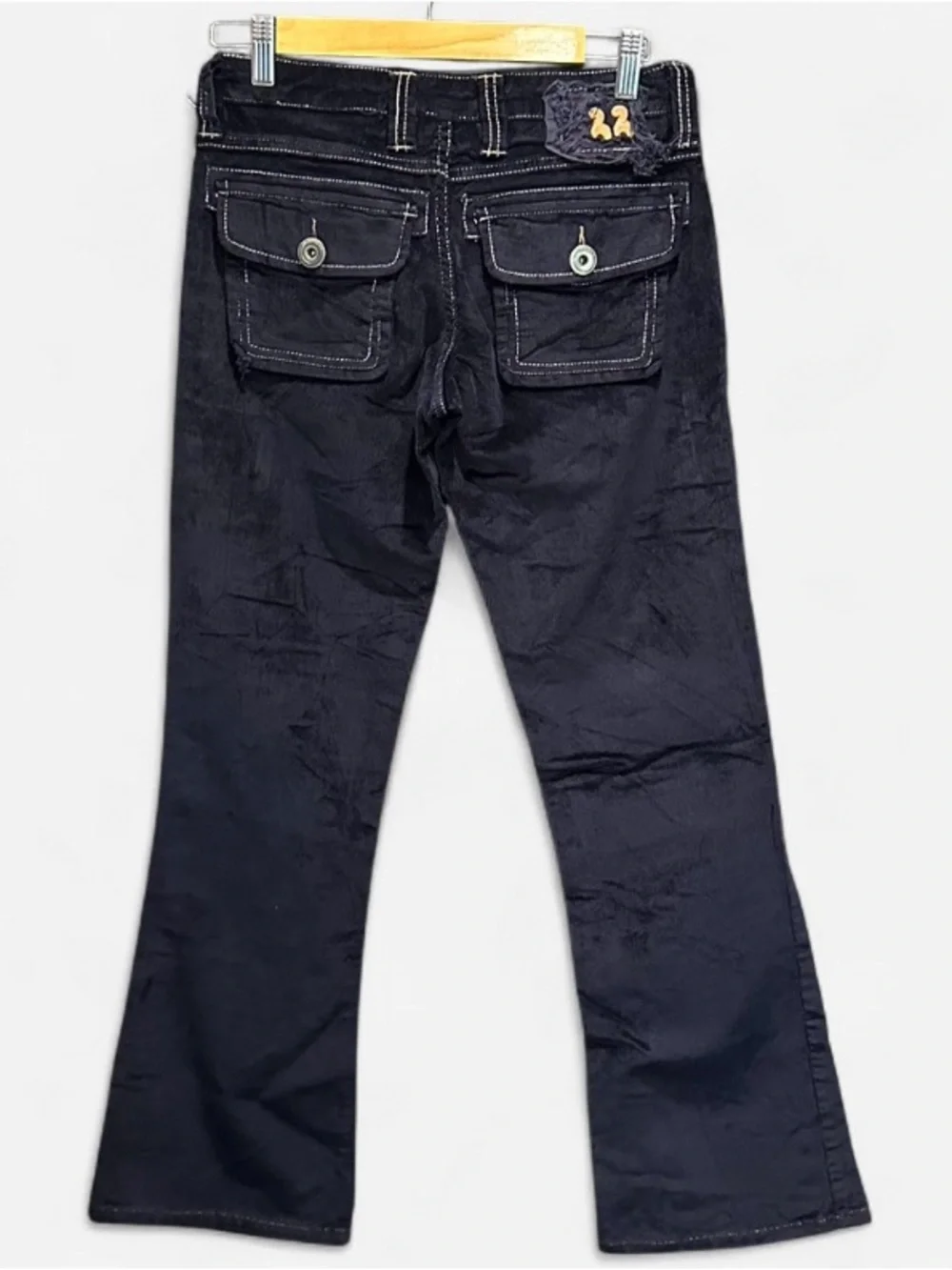 Vintage Y2K Twill 22 Navy Corduroy Low Rise Flare Jeans Indie Sleaze Sizec28